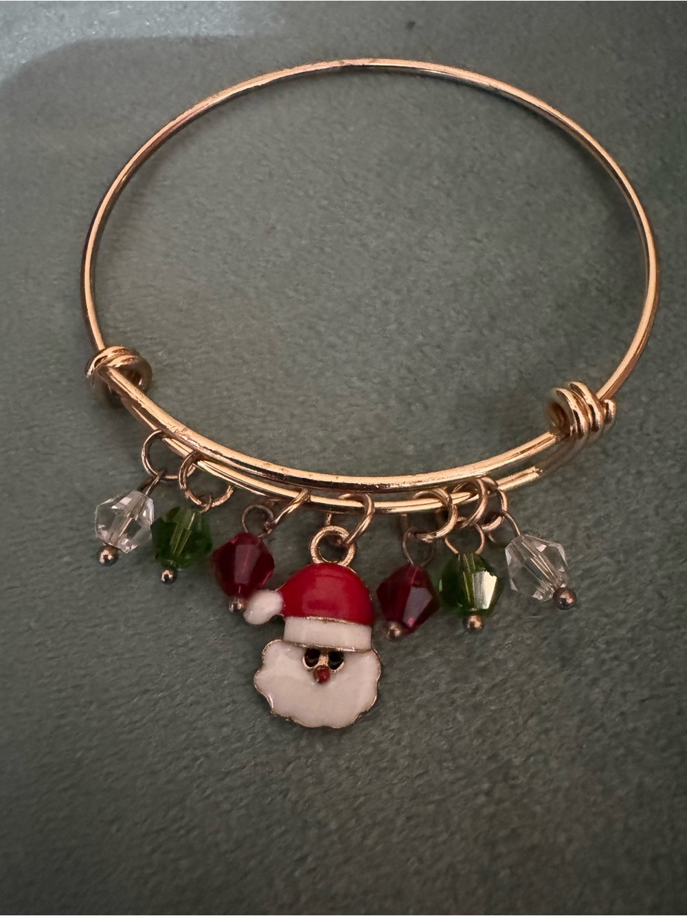 Santa Claus Christmas charm bracelet gold tone holiday